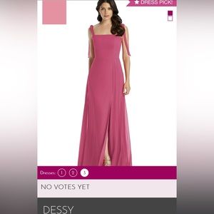 Tea rose pink Bridesmaids dress with adorable bow shoulder ties